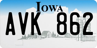 IA license plate AVK862
