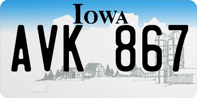 IA license plate AVK867