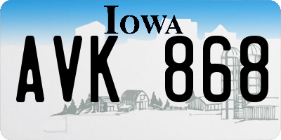 IA license plate AVK868