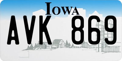 IA license plate AVK869