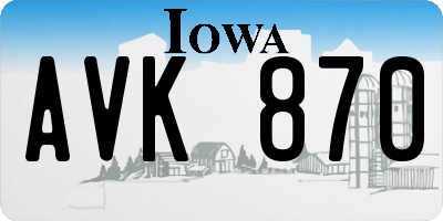 IA license plate AVK870
