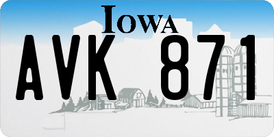 IA license plate AVK871