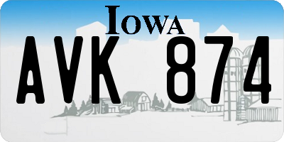 IA license plate AVK874