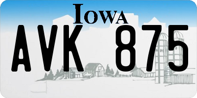 IA license plate AVK875