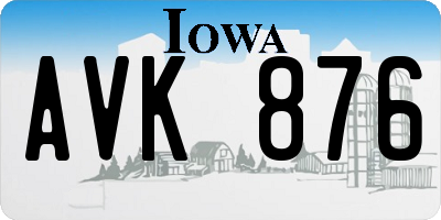 IA license plate AVK876