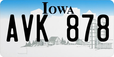 IA license plate AVK878