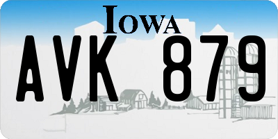 IA license plate AVK879