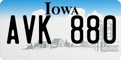 IA license plate AVK880