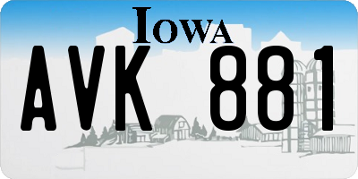 IA license plate AVK881