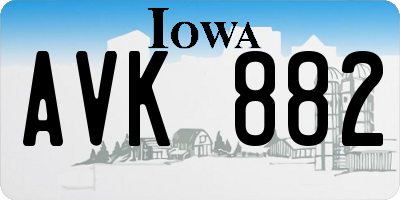 IA license plate AVK882