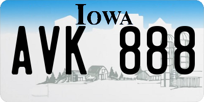 IA license plate AVK888
