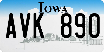 IA license plate AVK890