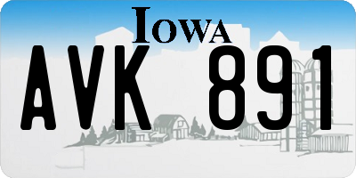 IA license plate AVK891