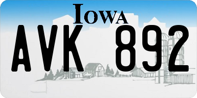IA license plate AVK892