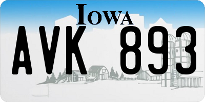IA license plate AVK893