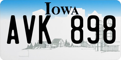 IA license plate AVK898