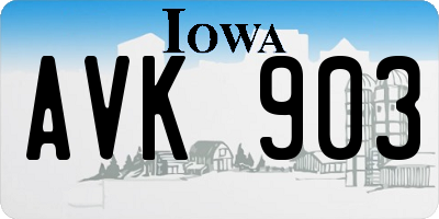 IA license plate AVK903