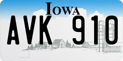 IA license plate AVK910