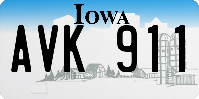 IA license plate AVK911