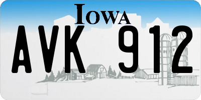 IA license plate AVK912