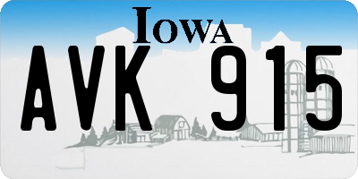 IA license plate AVK915