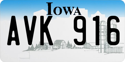 IA license plate AVK916