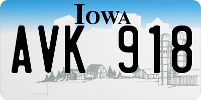 IA license plate AVK918