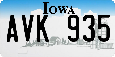 IA license plate AVK935