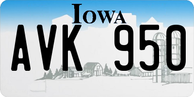 IA license plate AVK950