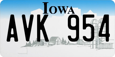 IA license plate AVK954