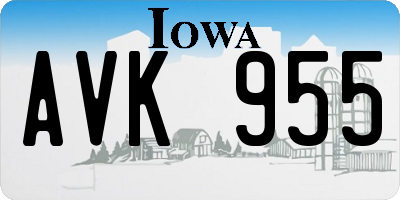IA license plate AVK955