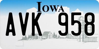 IA license plate AVK958