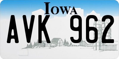 IA license plate AVK962