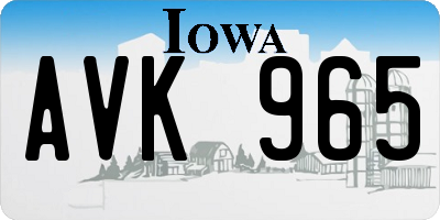 IA license plate AVK965