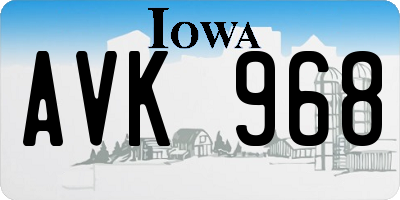 IA license plate AVK968