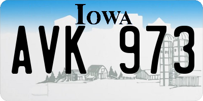 IA license plate AVK973
