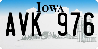 IA license plate AVK976