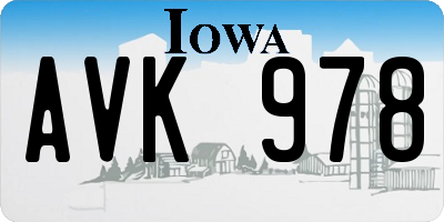 IA license plate AVK978
