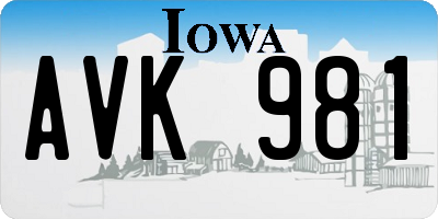IA license plate AVK981