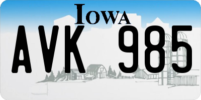 IA license plate AVK985