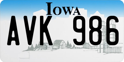 IA license plate AVK986