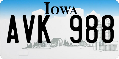 IA license plate AVK988