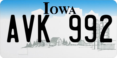 IA license plate AVK992