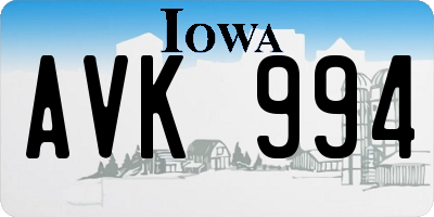 IA license plate AVK994