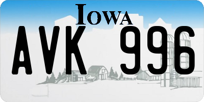 IA license plate AVK996