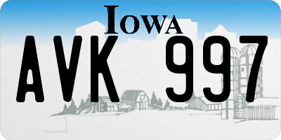 IA license plate AVK997