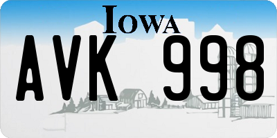 IA license plate AVK998