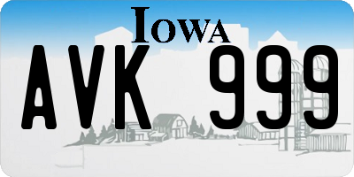 IA license plate AVK999