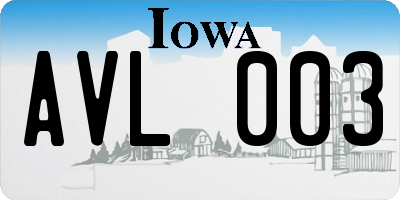 IA license plate AVL003
