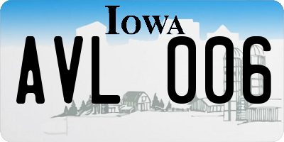 IA license plate AVL006
